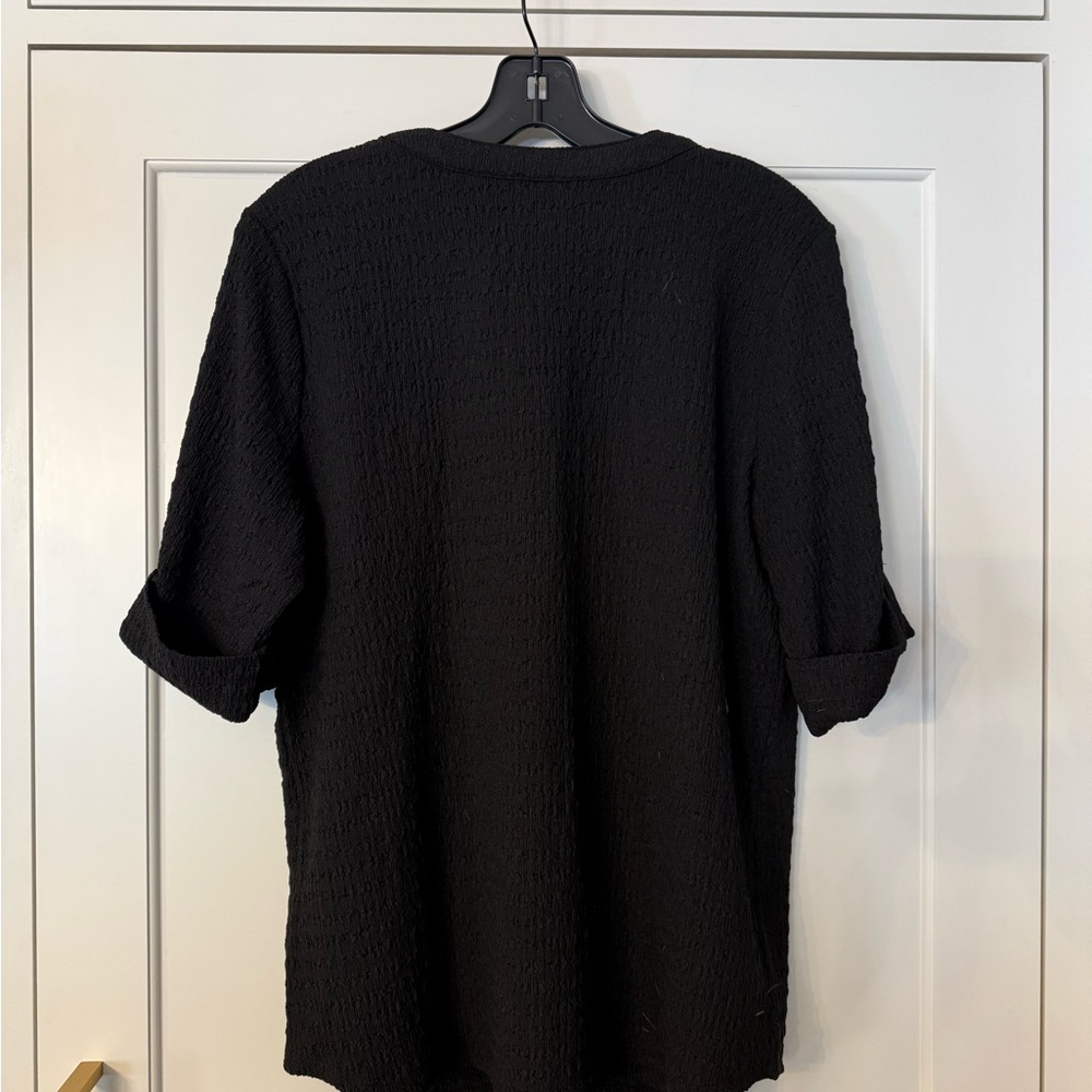 Ann Klein Black Textured Knit shirt